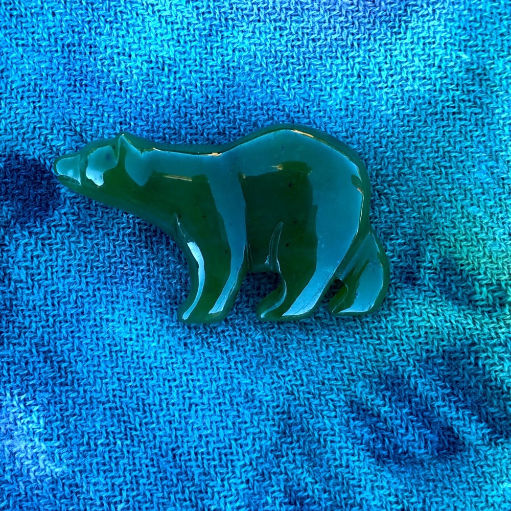 Jade bear pin